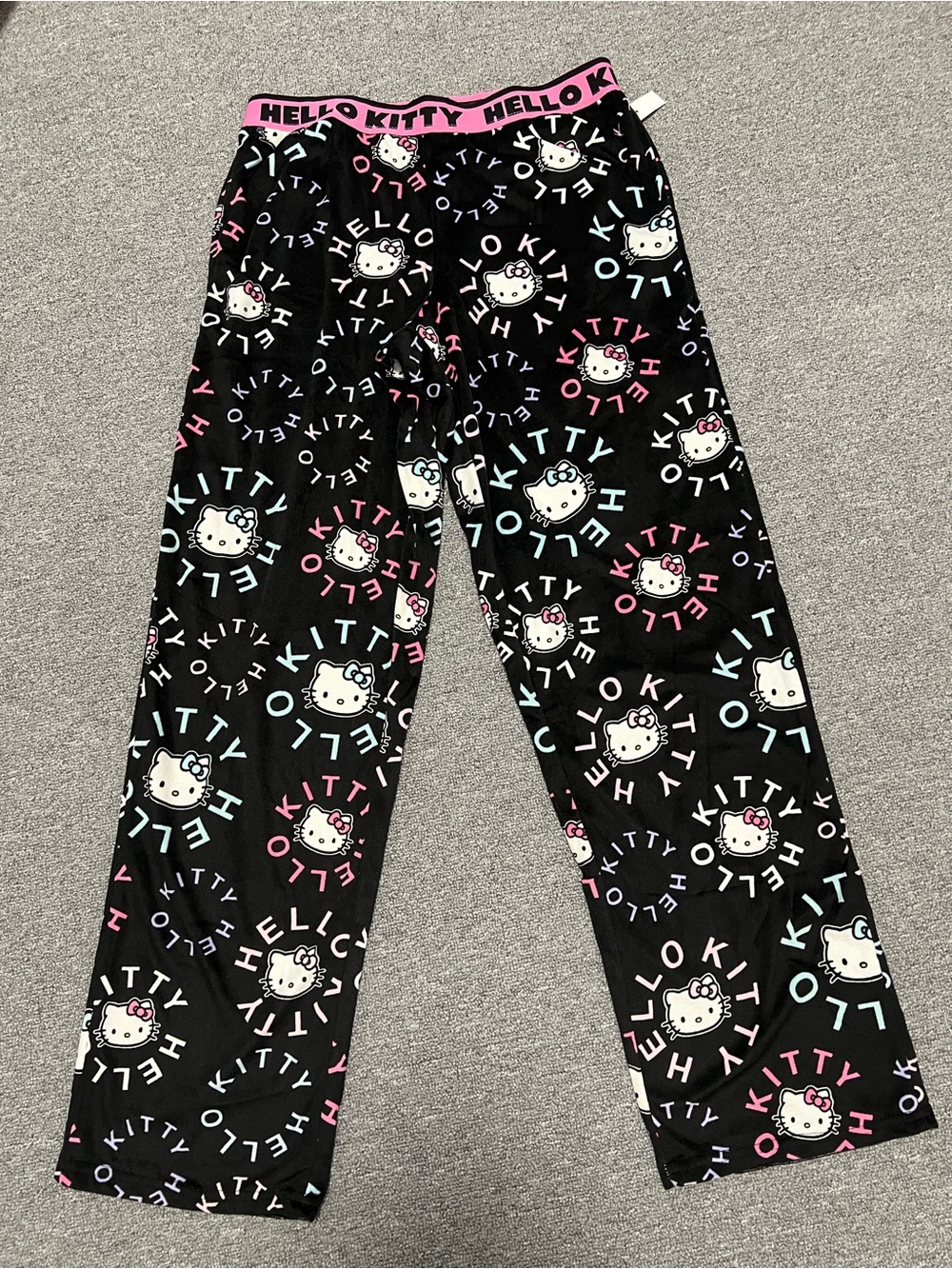 Hello Kitty Black Pajama Pants with Pink & Light Blue Accents Women’s S